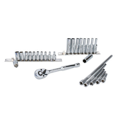 26pc BA Socket Set Shallow and Deep Sockets 6 Sided Extensions and Ratchet