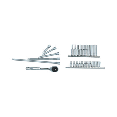 26pc BA Socket Set Shallow and Deep Sockets 6 Sided Extensions and Ratchet - 3