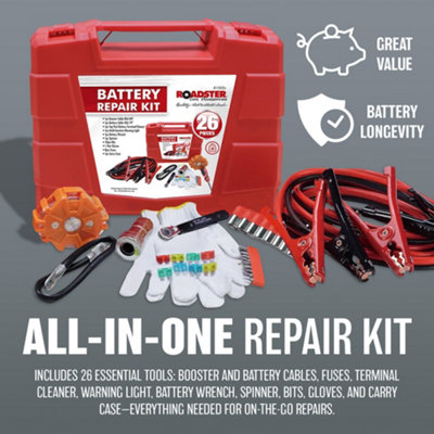 26Pc Car Battery Repair Kit Van Motorbike Jump Start Terminal Fuse With ...
