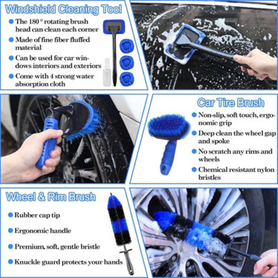 1X Car Wheel Brush Rims Tire Seat Engine Wash Cleaning Kit Auto Detailing Tool