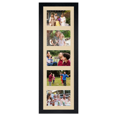 26X8 Black Modern Multi Photo Frame with Ivory Mount - Holds 5 ...