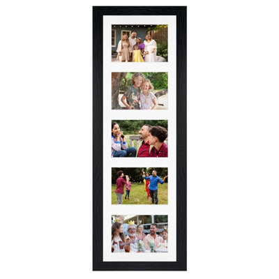 26X8 Black Modern Multi Photo Frame with White Mount - Holds 5 ...