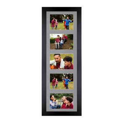 26X8 Black Sleek Multi Photo Frame with Mid Grey Mount - Holds 5 ...