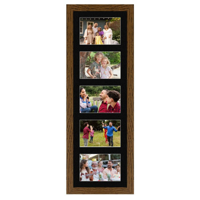 26X8 Dark Oak Modern Multi Photo Frame with Black Mount - Holds 5 ...