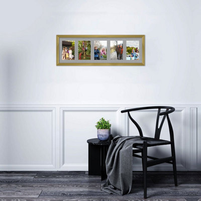 26X8 Gold Classic Multi Photo Frame with Silver Mount - Holds 5 ...