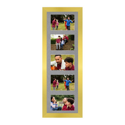 26X8 Gold Sleek Multi Photo Frame with Mid Grey Mount - Holds 5 ...