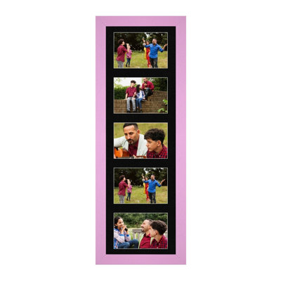 26X8 Pastel Pink Sleek Multi Photo Frame with Black Mount - Holds 5 ...