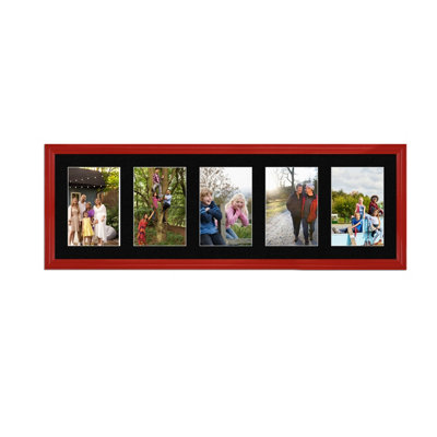 26X8 Red Classic Multi Photo Frame with Black Mount - Holds 5 Apertures ...