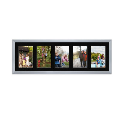 26X8 Silver Classic Multi Photo Frame with Black Mount - Holds 5 ...