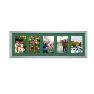 26X8 Silver Classic Multi Photo Frame with Emerald Mount - Holds 5 ...