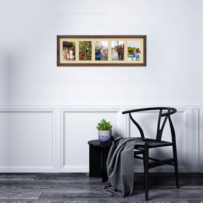 26X8 Walnut Classic Multi Photo Frame with Ivory Mount - Holds 5 ...