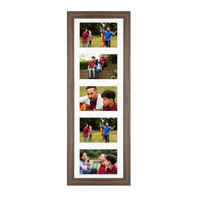 26X8 Walnut Sleek Multi Photo Frame with White Mount - Holds 5 ...