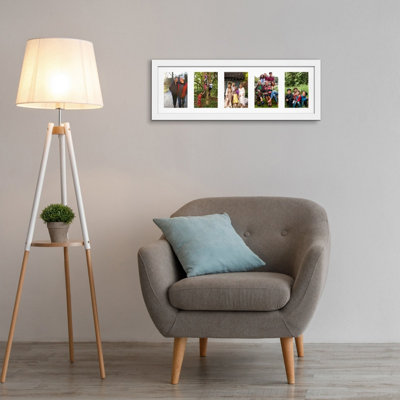 26X8 White Modern Multi Photo Frame with White Mount - Holds 5 ...