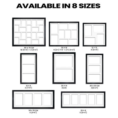 26X8 White Modern Multi Photo Frame with White Mount - Holds 5 ...