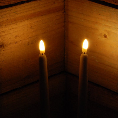 27.5cm 2pc Taper Candles with real flame effect LED technology
