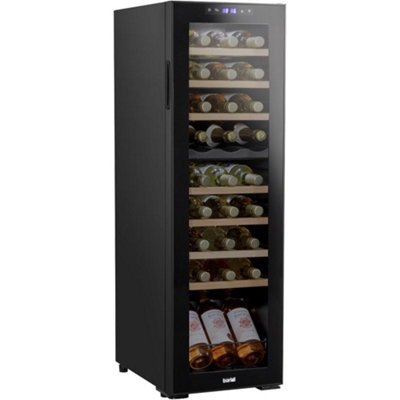 27 Bottle Dual Zone Freestanding Wine Cooler Fridge - LED Backlit BLACK & GLASS