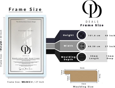 27 x 40 Inch MDF Wood Frame with Perspex Front Dual Orientation ...