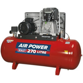 270 Litre Belt Drive Air Compressor - 2-Stage Pump System 7.5hp Motor - 3 Phase