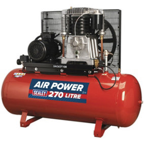 270 Litre Belt Drive Air Compressor - 2-Stage Pump System with 10hp Motor