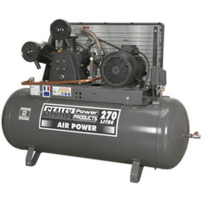 270 Litre Belt Drive Air Compressor - 3 Phase 7.5hp Motor - Triple Cylinder Pump