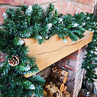 270cm (9ft) x 25cm Snow Tipped King Fir Christmas Garland with Pine Cones