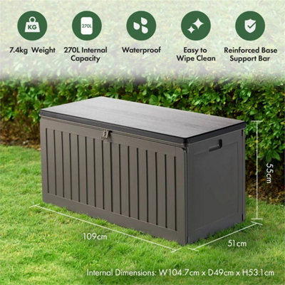 270L Garden Storage Box Lockable Weatherproof Outdoor Utility Chest