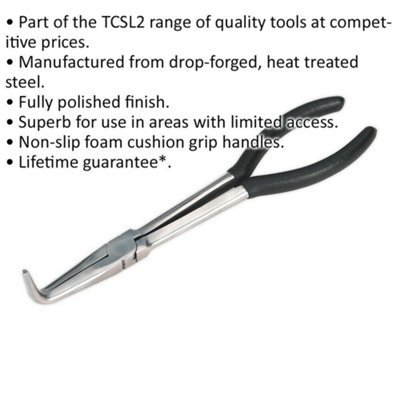 Right angle shop needle nose pliers