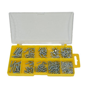 275pc Assorted Metric Machine Screws And Nuts M3 - M5 With Phillips Head