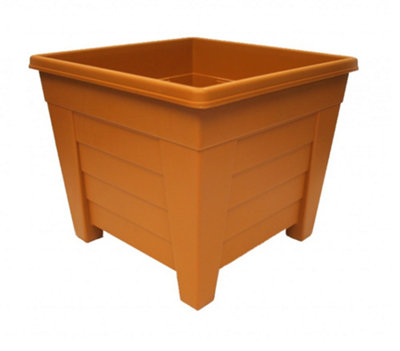 27cm Square Terracotta Colour Grosvenor Plastic Patio Planter