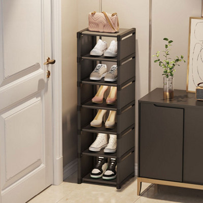 27cm W x 26cm D x 107cm H Plastic Freestanding Adjustable 7-Tier Shoe Storage Rack for Entryway Door