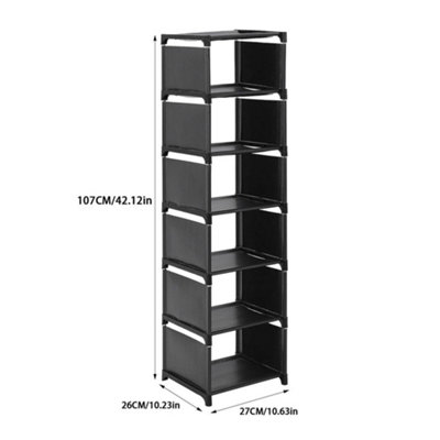 27cm W x 26cm D x 107cm H Plastic Freestanding Adjustable 7-Tier Shoe Storage Rack for Entryway Door - 6