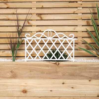 27cm White Plastic Garden Patio Lawn Border Fence Edging 4 Pack