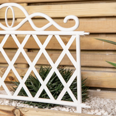 27cm White Plastic Garden Patio Lawn Border Fence Edging - 6