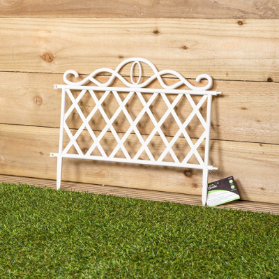 27cm White Plastic Garden Patio Lawn Border Fence Edging - 7