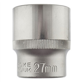 27mm 1/2" Dr Socket Super Lock Metric Shallow CRV Knurl Grip 6 Point