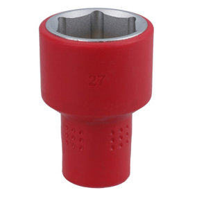 27mm 1/2in drive VDE Insulated Shallow Metric Socket 6 Sided Single Hex 1000 V