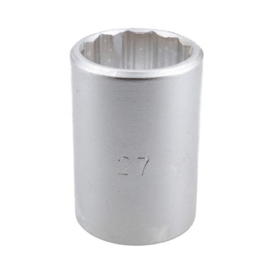 27mm 3/4" Drive Socket 12 Sided 52mm HGV Satin Finish Chrome Vanadium Steel