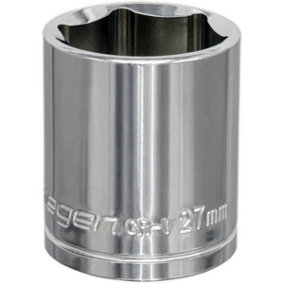 27mm Chrome Plated Drive Socket - 1/2" Square Drive - High Grade Carbon Steel