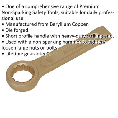 27mm Non-Sparking Ring End Slogging Spanner with Heavy-Duty Striking End