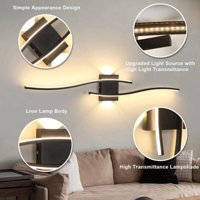 Long LED Wall Light Modern Strip Wall Light Fixture Stainless Steel Exterior Waterproof Wall Lamp Sconce For Outdoor House Garden Porch Patio Deck
