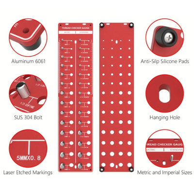 42-Piece Thread Checker Gauge - Metric & Standard Sizes With Drill Bit Guide
