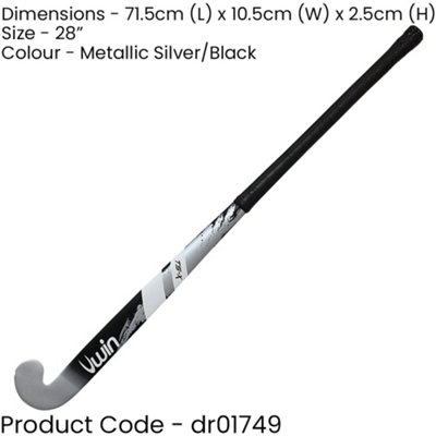 28 Inch Mulberry Wood Hockey Stick - SILVER/BLACK - Ultrabow Micro Comfort Grip