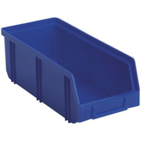 28 PACK Blue 105 x 240 x 85mm Plastic Storage Bin - Warehouse Parts Picking Tray