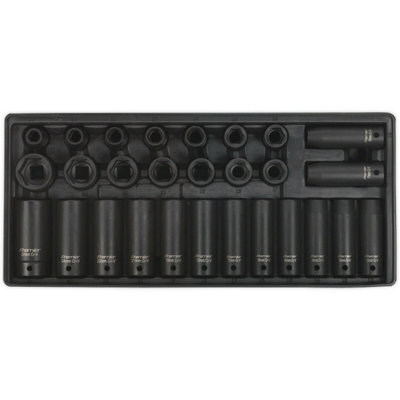 28 Piece Premium Heavy-Duty 1/2" Drive Impact Socket Set with Modular Tool Tray