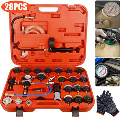 28 Piece Radiator Cooling System Pressure & Leak Tester Vacuum Refill Kit