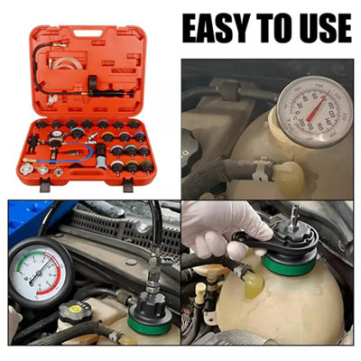 28 Piece Radiator Cooling System Pressure & Leak Tester Vacuum Refill Kit