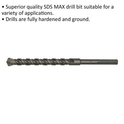 28 x 370mm SDS Max Drill Bit - Fully Hardened & Ground - Masonry Drilling