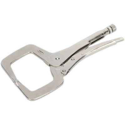 280mm Locking C-Clamp Pliers - 90mm Capacity Jaws - One-Handed Operation