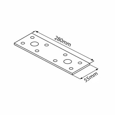 280mm x 55mm - 2.5mm Thick steel - Pack of 20 - LP4 - Perforated Flat ...