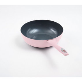 28cm Aluminium Non-Stick Wok in Blush Pink